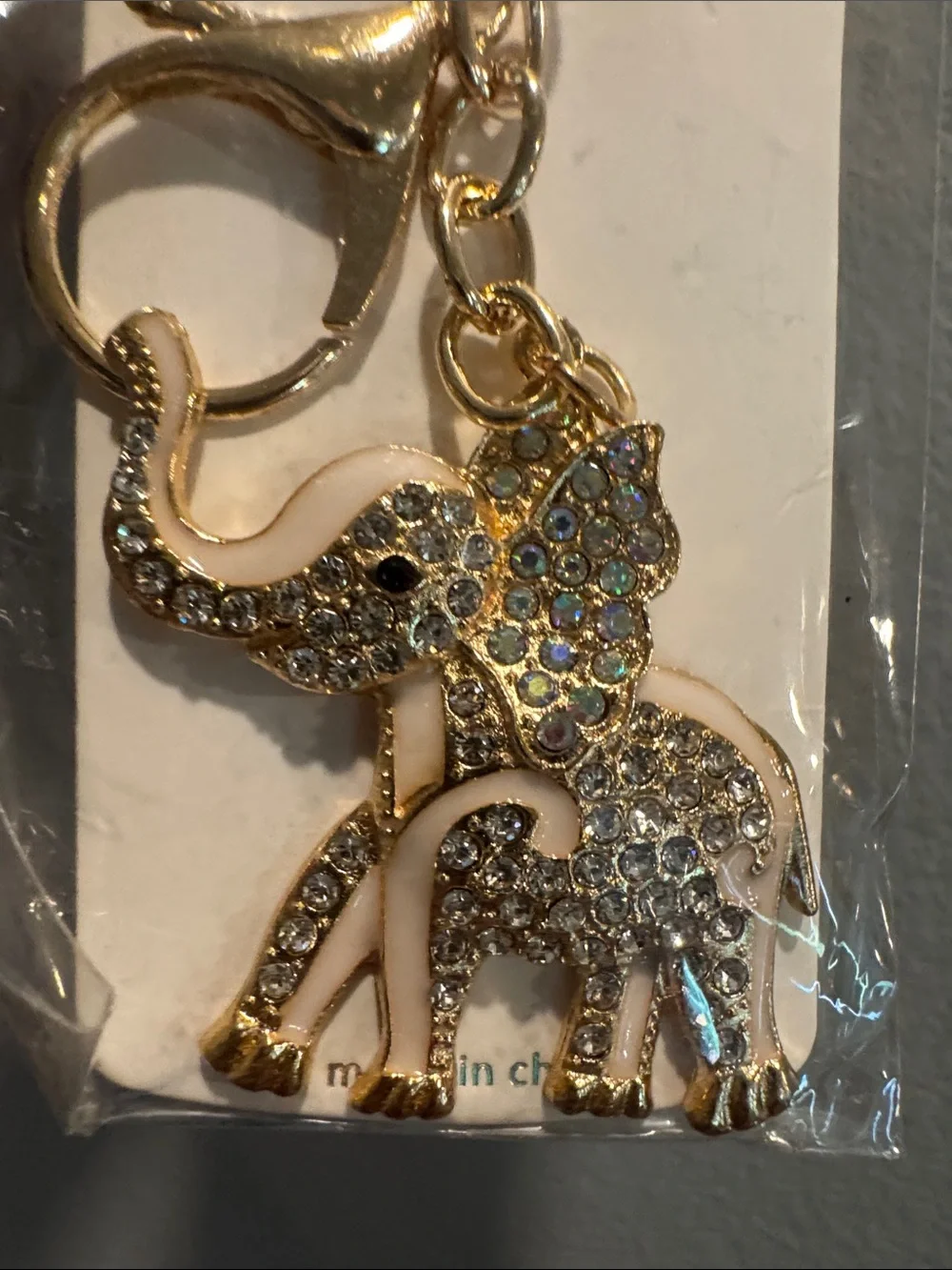 Gold Tone Elephant Keychain or Bag Charm